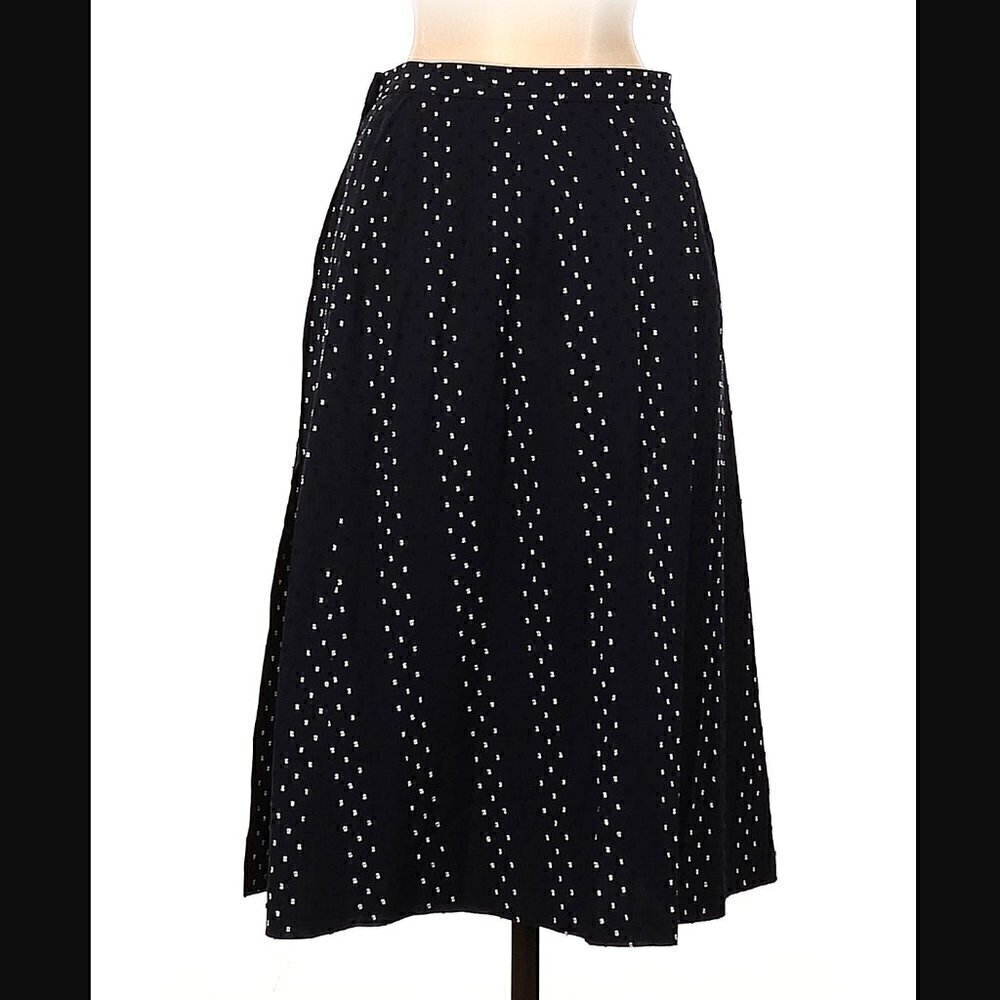 Talbots Women's Size 4 Petite Wrap Skirt Navy Blue White Black Textured Lined